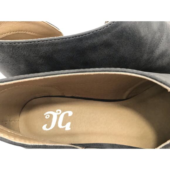 Journee Collection Gray Open Toe D'Orsay Stacked Heel Slip On Shoe Size 7 - Picture 4 of 9